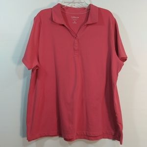 Croft & Barrow Coral V-Neck Women's Classic Polo Shirt Size 2X